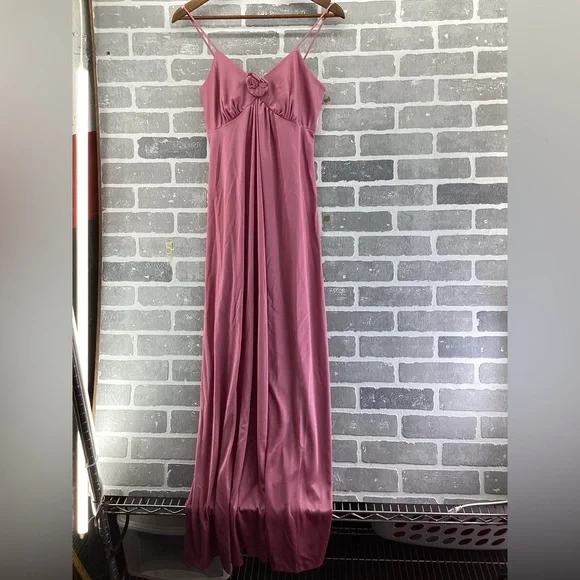 Vintage Montgomery Ward Rose Pink Slip Dress With Matching Ruffle Tied Top Small - Picture 8 of 13